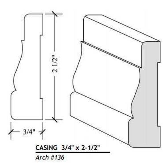 2-1/4 x10' COL Casing 136 Alder Molding